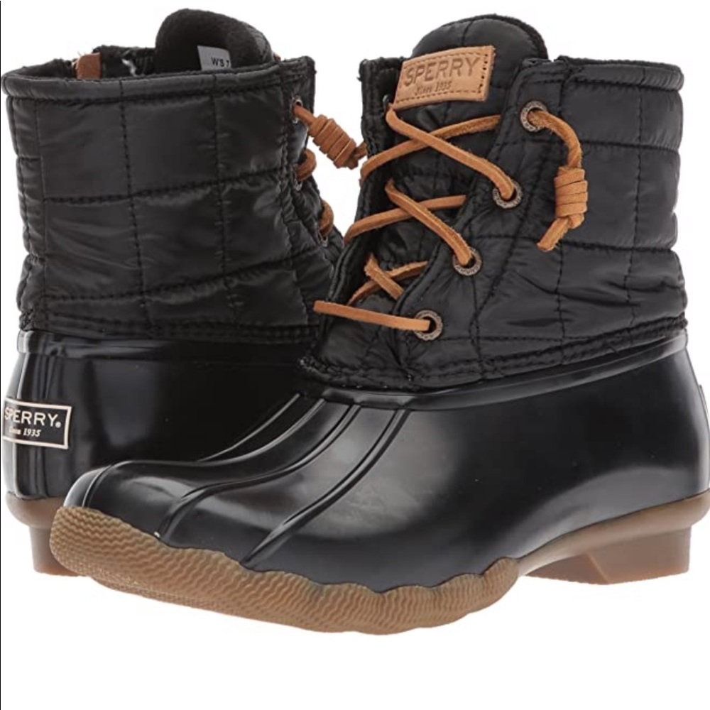 Sperry Women's Saltwater Shiny Quilted Rain Boot